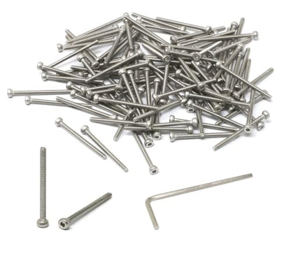 iexcell 100 Pcs M2 x 25mm Thread Pitch 0.4 mm Stainless Steel 304 Hex Socket Head Cap Screws Bolts, Bright Finish, with Hex Key Spanner - size: M2 x 25mm