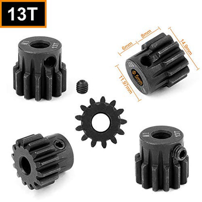 HobbyPark Metal Steel Mod 1 Pinion Gear Set 5mm Shaft Hole 13T 14T 15T 16T Motor Gears Kit for RC Car (4-Pack)