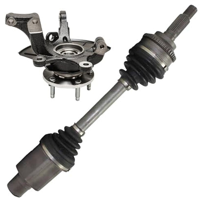 Detroit Axle - Front Right Steering Knuckle CV Axle for Ford Escape | Mazda Tribute Mercury Mariner, Passenger Side CV Axle Shaft Steering Knuckle & Wheel Bearing Hub Replacement - size: 2UX47677/Pair