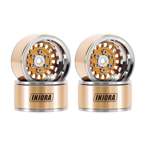 INJORA ModuWheel 1.0" Aluminum Wheel Offset -4.4mm for 1/18 1/24 RC (Gold) - color: Gold