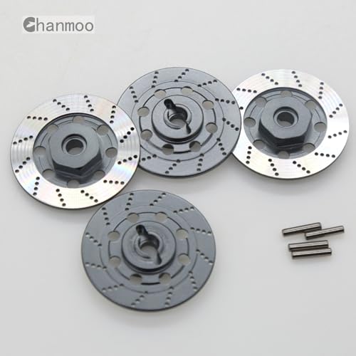 1/10 RC Aluminum Alloy 12mm Hex Drift Wheels Rim Tires Hub Brake Disc Compatible with 1/10 RC On Road Rally Touring Racing Street Car Traxxas Tamiya HSP HPI Redcat Racing 4PCS (Titanium) - color: Titanium