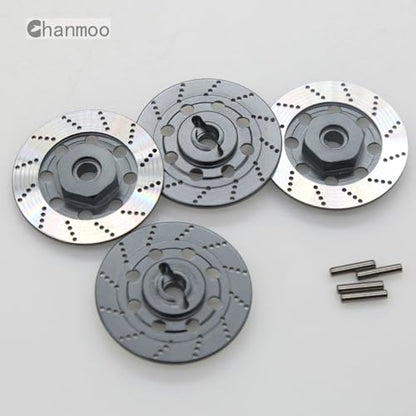 1/10 RC Aluminum Alloy 12mm Hex Drift Wheels Rim Tires Hub Brake Disc Compatible with 1/10 RC On Road Rally Touring Racing Street Car Traxxas Tamiya HSP HPI Redcat Racing 4PCS (Titanium) - color: Titanium