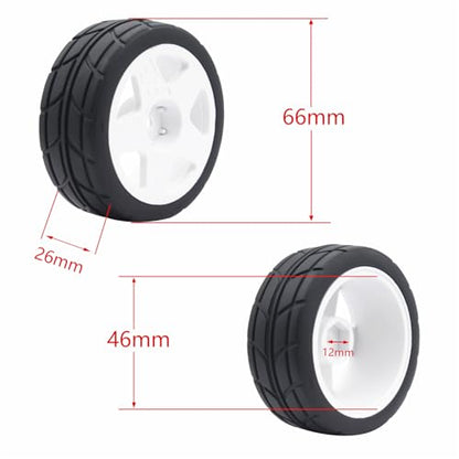66mm 4PCS 1/10 RC On-Road tires and Hard Plastic wheels set Hex 12mm For WRC Drift Car Conversion 1/10 RC On-Road Car Traxxas Tamiya FW06 TT02 HPI HSP 94122 Kyosho%T065 (white) - color: white