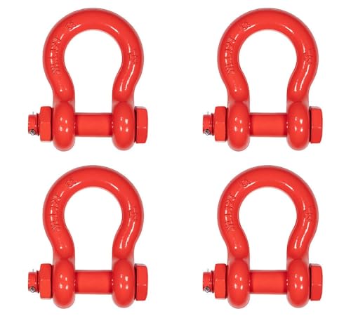 Mytee Products 4 Pack 1-1/4" Anchor Shackle Forged Carbon Steel w/Safety Screw Pin Load Limit 24,000 lbs, Double Rust Protection Heavy Duty D Ring Bolt Type Shackle for Towing, Rigging - color: 4 - Pack, size: 1-1/4" (12 Ton WLL), style: Bolt Type Threade