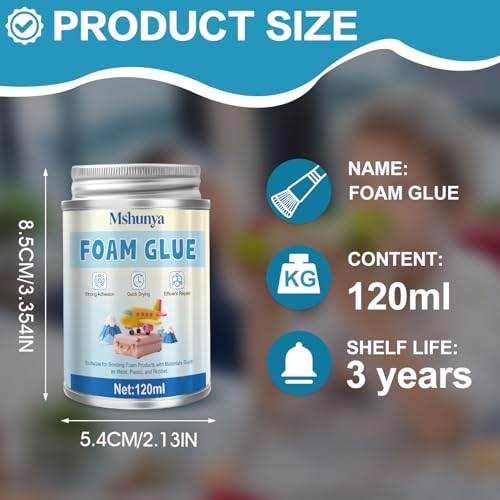 4 oz Foam Glue, Foam Glue Adhesive, Styrofoam Glue Adhesive, Super Strong Adhesion, Quick-Drying and Transparent, Specially Designed for foams Materials, Suitable for foams and Other Materials
