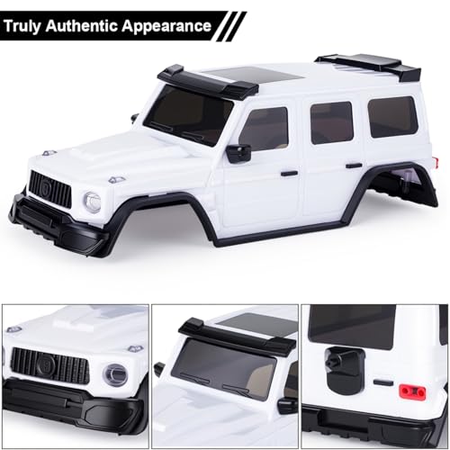 Hard Body Shell for Axial SCX30 1/30 RC Crawler ABS Plastic Body Cover with Light Bucket & Spare Tire Mount Direct Fit Replacement DIY Upgrade (Unpainted White) - color: Unpainted White