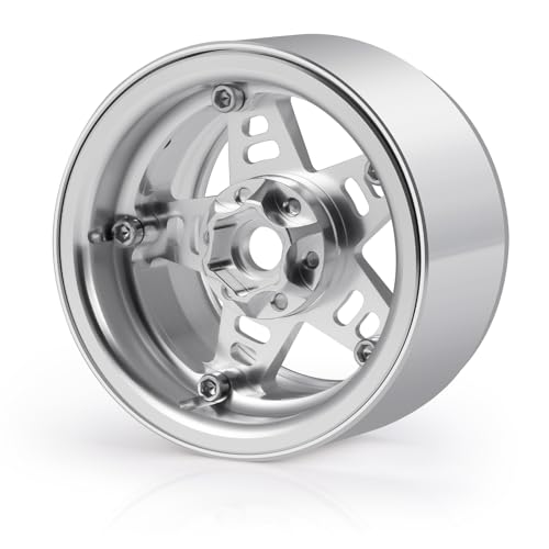 4Pcs Metal 2.2" Beadlock Wheel Rim Set 35mm, Silver | Upgrade Parts, For 1/10 Axial SCX10 90046 TRX4 D90, RC Crawler Car - color: Silver