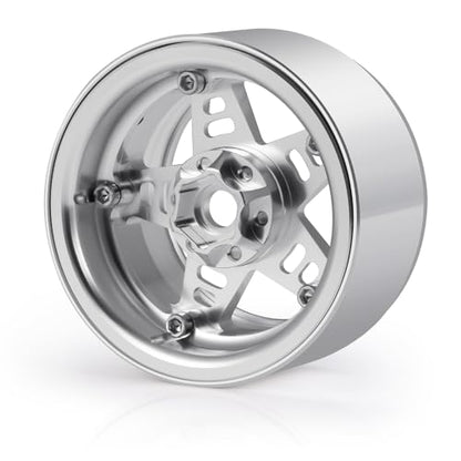4Pcs Metal 2.2" Beadlock Wheel Rim Set 35mm, Silver | Upgrade Parts, For 1/10 Axial SCX10 90046 TRX4 D90, RC Crawler Car - color: Silver