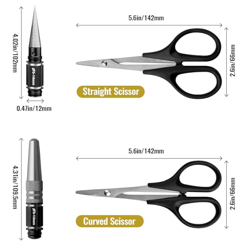 RC Body Reamer, RC Body Scissors Curved & Straight for Lexan RC Car Body Shells Mounting Tools Combo Set, 0-14mm Hole