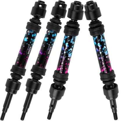 Drive Shaft Axles Upgrades Part for 1/10 4WD Slash/Rustler/Stampede/Jat0 4X4(BL-2s)(VXL),F0rd F15O,RC Front & Rear Steel DriveShaft CVD w/Hex Hops Up,#9051#9052,Colour - color: Colour - (4pcs Driveshafts)