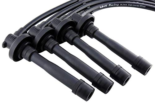 VMS RACING 93-97 Black Performance Ignition Spark Plug Wires Set Compatible with Honda Del Sol 1.5L & 1.6L D15 & D16 Sohc 1993-1997