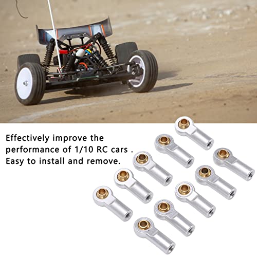 Alomejor RC Link Rod Ends,Lightweight Aluminum Durable Tie Rod End Ball Joint M3 10pcs Silver for RC Cars Trucks Drones Hobbyists Model Builders