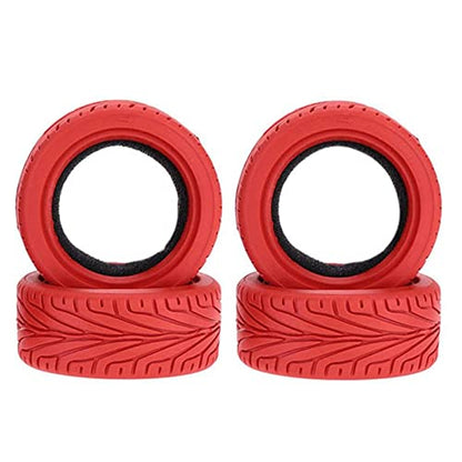 1/10 RC On-Road Car Tyres,WONFAST 4PCS 65mm Grain Drift Rubber RC Tire Replacement for 1/10 RC On Road Run-flating Racing Car for HSP Tamiya HPI (Red) - color: 65mm-Red