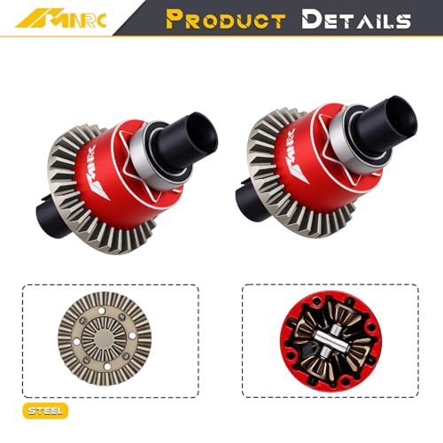 Steel Front Rear Differential Diff Input Gear Kit Compatible with Arrma Typhon Granite Mojave Grom Series Upgrade Part Red - color: Red