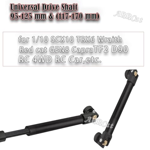 RC Crawler Drive Shaft 94-125MM Upgrades for 1/10 SCX10 2 Red cat D90 Gen7/Pro Rc 4WD GEN8 SCX10-II,Steel #45 Universal Driveshaft,Metal Axles Part Hop-Ups,Black (94-125MM & 116-170MM) - size: 94-125MM & 116-170MM (More Power)