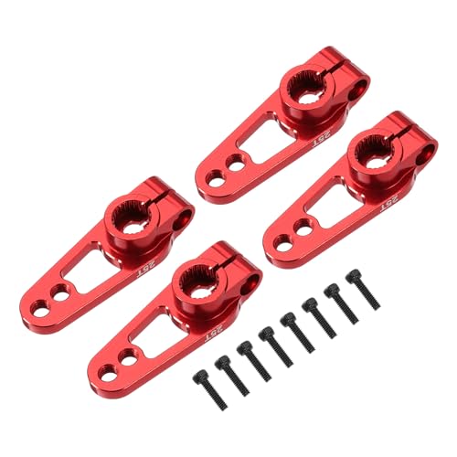 MECCANIXITY Aluminum Alloy 25T Steering Servo Single Sided Red Arm Horn for DIY RC Car/Boat/Airplane Boat Accessories 4 Pcs - color: Red
