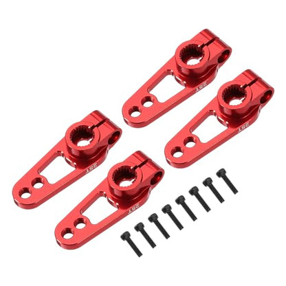 MECCANIXITY Aluminum Alloy 25T Steering Servo Single Sided Red Arm Horn for DIY RC Car/Boat/Airplane Boat Accessories 4 Pcs - color: Red