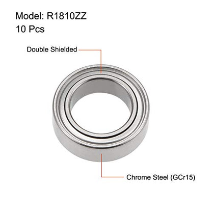 uxcell R1810ZZ Ball Bearing 5/16-inchx1/2-inchx5/32-inch Double Shielded Z2 Lever Bearings 10pcs - size: 5/16"x1/2"x5/32"