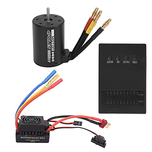 3650 3600KV Brushless Motor with 60A ESC Programmer Card Set Compatible /8/10 RC Cars Sensorless for Truck