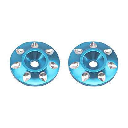 ShareGoo 2Pack Universal RC Metal Rear Wing Buttons Gasket Fixed Rear Tail Wing Washer for 1/10 1/8 RC Off Road Short Truck Buggy Racing Car (Blue)