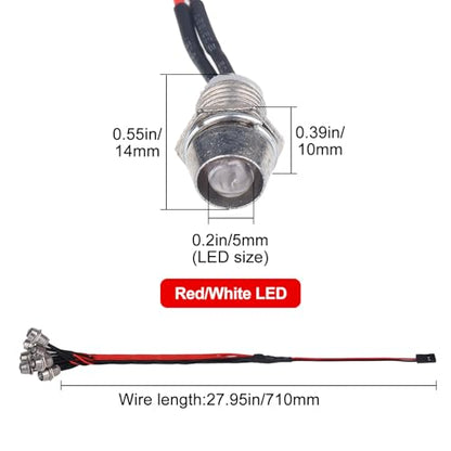 8Leds LED Light Headlights Taillight Kit Accessories for Traxxas Arrma Axial SCX10 Redcat RC4WD HSP Tamiya RC Car Truck Tank Crawler Short Course Drift