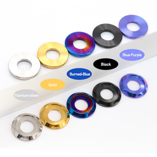GR5 (Ti-6Al-4V) Titanium Alloy CNC Carved Fancy Washers 4 Pack Suitable for Fancy Screws and Other Uses M5 M6 M8 M10 (Gold, M10=4pcs) - color: gold, size: M10=4pcs
