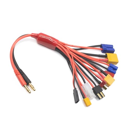 MEIVIFPV RC Battery Charger Adapter Leads 10 in 1 Multi Splitter Connector Wire Cable with 4.0mm Banana Plug for TRX, T-Plug, Tamiya,Futaba, JST, XT90,XT60,XT30,EC3,EC5