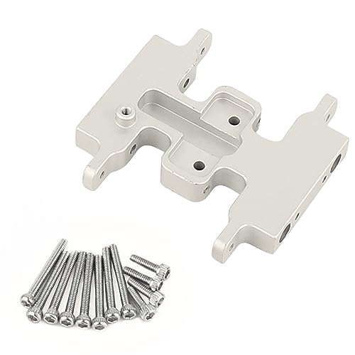 Aluminum Alloy Skid Plate Transmission Bottom Mount for Axial SCX24 C10 JLU Deadbolt Gladiator Bronco 1/24 Crawler Upgrade Parts (Silver) - color: Silver