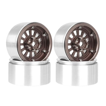 Aluminum 2.2" Beadlock Wheel Offset -10mm Metal Rims for SCX10 RR10 TRX4 VS4-10 Gen8 1/10 RC Crawler Car Upgrade Parts (12-Spoke, Bronze) - color: 12-Spoke, Bronze