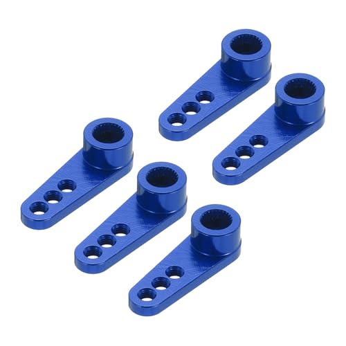MECCANIXITY 5 Pcs Aluminum Servo Horn 25T Servo Horn Steering Short Arm 28mm Length Deep Blue Suitable for DIY RC Car/Boat/Airplanes Boat Model Accessories - color: Deep Blue
