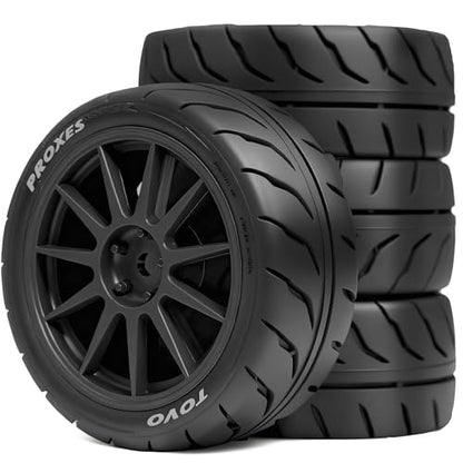 4PCS 1/10 RC Drift Racing Tires and Wheels 12mm Hex OD 2.56'' for 1:10 Scale Touring Street On Road Car Tamiya TT01 TT02 XV01 TA06 A959 PTG2 HPI KYOSHO HSP PTG2 Traxxa (Black) - color: Black