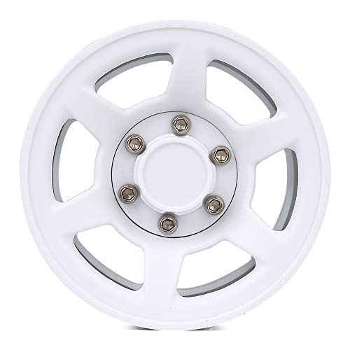4PCS 1.55inch RC Tires Plastic Beadlock Rims RC Wheel Set Compatible with 1:10 RC Crawler Axial AX90069 D90 TF2 Tamiya CC01 LC70 MST JIMNY (White) - color: 95mm-white