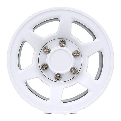 4PCS 1.55inch RC Tires Plastic Beadlock Rims RC Wheel Set Compatible with 1:10 RC Crawler Axial AX90069 D90 TF2 Tamiya CC01 LC70 MST JIMNY (White) - color: 95mm-white