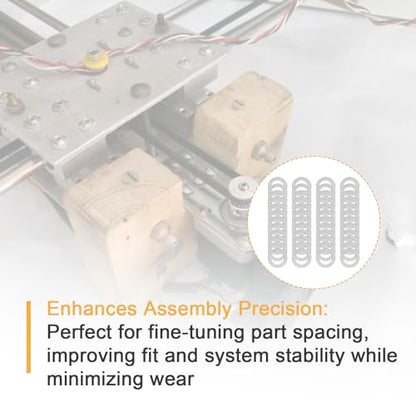 M5x8mm Precision Shim Washers for Robotics, 48pcs 304 Stainless Steel | 0.1, 0.2, 0.3 and 0.5mm, 12 pcs each, thin spacers for M5 bolts, electronics, mechanical DIY and robotics assembly - size: M5X8