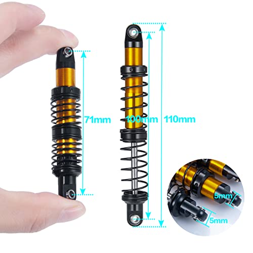 Que-T 4pcs Aluminum Alloy RC Shock Absorber for Axial Scx10 90046 D90 Trx4 Wraith 1/10 Crawler Car (100mm) - size: 100mm
