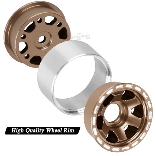 1.0 Beadlock Wheel Tires Set for 1/24 SCX24,1/18 TRX4M RC Crawler Car,1.0 Beadlock Wheels 1.0 Beadlock Tires RC Upgrades Part,4pcs,Bronze - color: Bronze(4pcs)