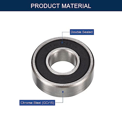 R6-2RS Deep Groove Ball Bearings, ID 3/8" x OD 7/8" x Width 9/32" Double Rubber Sealed Ball Bearing Pre-Lubricated Chrome Steel Z2 Lever 10pcs - size: R6-2RS 3/8"x7/8"x9/32"