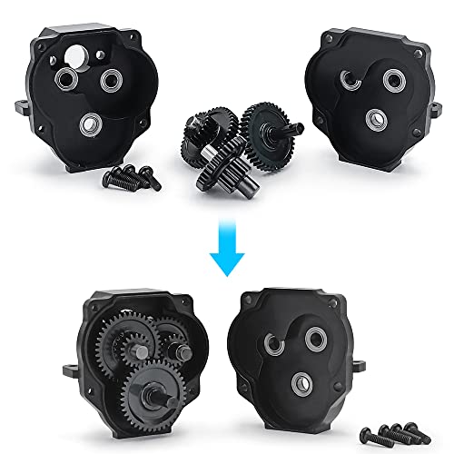 RCLIONS Aluminum Transmission Case 9.7:1 Gearbox with Steel Gear for 1/18th TRX4-M RC Car Upgrade Parts Accessories
