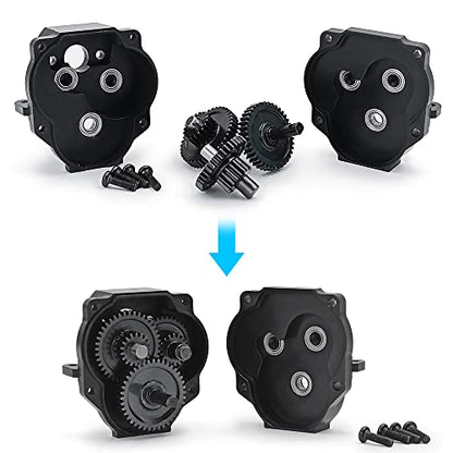 RCLIONS Aluminum Transmission Case 9.7:1 Gearbox with Steel Gear for 1/18th TRX4-M RC Car Upgrade Parts Accessories