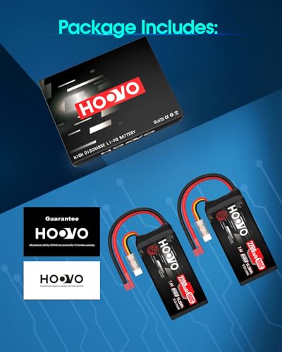 HOOVO 2S Shorty Lipo Battery 2200mAh 100C 7.4V RC Lipo Battery T Plug 2Pack | for FPV Racing Drone RC Airplane Helicopter Quadcopter Car - style: 2S 2200mAh 80C-Deans