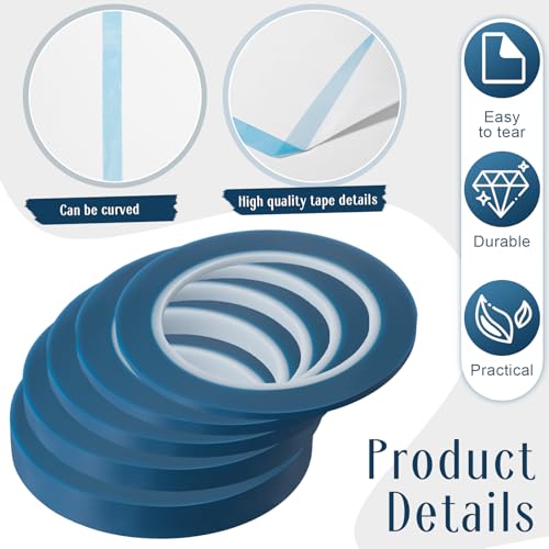 Xuniea 5 Rolls Fine Line Vinyl Tape, 1/16, 1/8, 1/4, 1/2, 3/4 Inch, Navy | Masking Tape Automotive Car Auto Paint for Curves, High Temperature Vinyl Low Tack - color: Navy, size: 1/16, 1/8,1/4, 1/2, 3/4 Inch