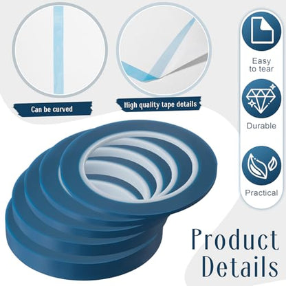 Xuniea 5 Rolls Fine Line Vinyl Tape, 1/16, 1/8, 1/4, 1/2, 3/4 Inch, Navy | Masking Tape Automotive Car Auto Paint for Curves, High Temperature Vinyl Low Tack - color: Navy, size: 1/16, 1/8,1/4, 1/2, 3/4 Inch