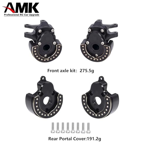 F10 Axle Brass Knuckle Weights with Front & Rear Portal Covers for 1/10 RC Crawler Vanquish VRD VS4-10 Phoenix, Lower COG LCG Upgrade Parts (3-in-1 Set)