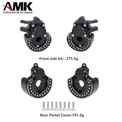 F10 Axle Brass Knuckle Weights with Front & Rear Portal Covers for 1/10 RC Crawler Vanquish VRD VS4-10 Phoenix, Lower COG LCG Upgrade Parts (3-in-1 Set)