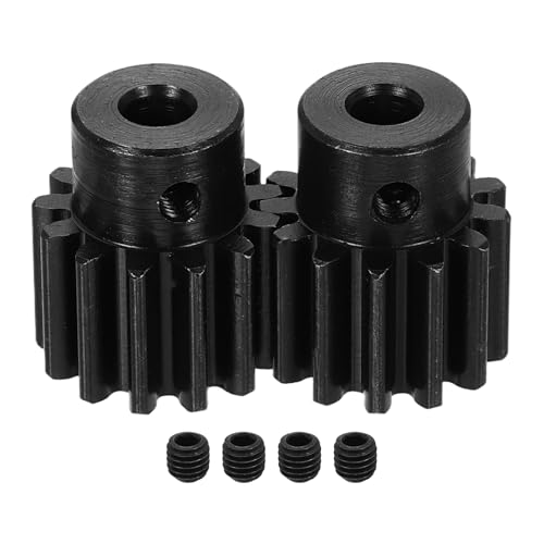 uxcell 2Pcs 1.5 Mod 13T Spur Gear 6mm Bore, 1045 Steel Pinion Gear Black Surface Treatment, 20° Pressure Angle, for Spur Rack and RC Model Car or Motor DIY(15mm) - size: 1.5 Mod 13T, 6mm x 15mm
