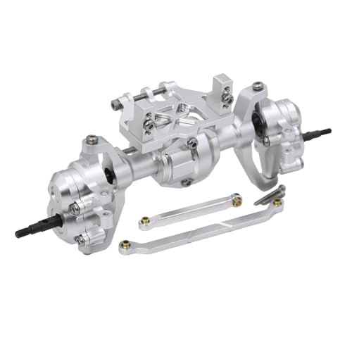Aluminum Front Rear Portal Axle Complete Axles Set with Servo Mount for 1/18 RC Crawler Redcat Ascent-18 Ascent18 Upgrade Parts (Silver) - color: Silver