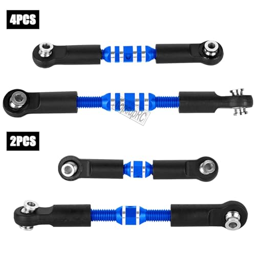 RC Aluminum Adjustable Turnbuckles Camber Links Toe Link Upgrades Part for 1/10 Senton/Granite/Vorteks 3S BLX(Mega 550).Alloy Adjustable Turnbuckles Hops Up.Navy Blue(6PCS) - color: Blue(for 1/10)