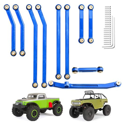 HobbyPark High Clearance Links Set Steering Rod Tie Upgrades for Axial SCX24 Deadbolt AXI90081 B17 Upgrades 1/24 RC Crawler Car (Blue)