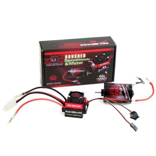 REDSPIDER 23T 540A Brushed Motor and 60A ESC Brushed Motor ESC Combo, Dual Mode BEC 2A / 6V Fit for 1/10 RC Crawler Car Trx4 Trx6 Axial SCX10 II III Redcat Gen7 Gen8 V2 RC4WD D90 (ESC and Motor)