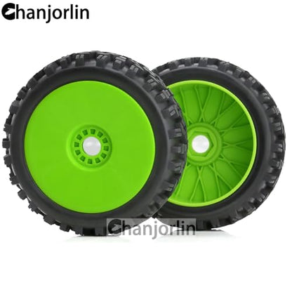 1/8 Buggy Tires OD 118mm and Wheels 17mm Hex Rubber RC Off Road Tyres for 1:8 Scale Buggy Truck Car HSP Kyosho MP10 VRX HPI Hobao ARRMA Typhon 6S 3S Talion Traxxas Losi 8ight 4PCS (Green) - color: Green